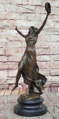 Art Deco French Marble Dancer Bronze Artwork Large