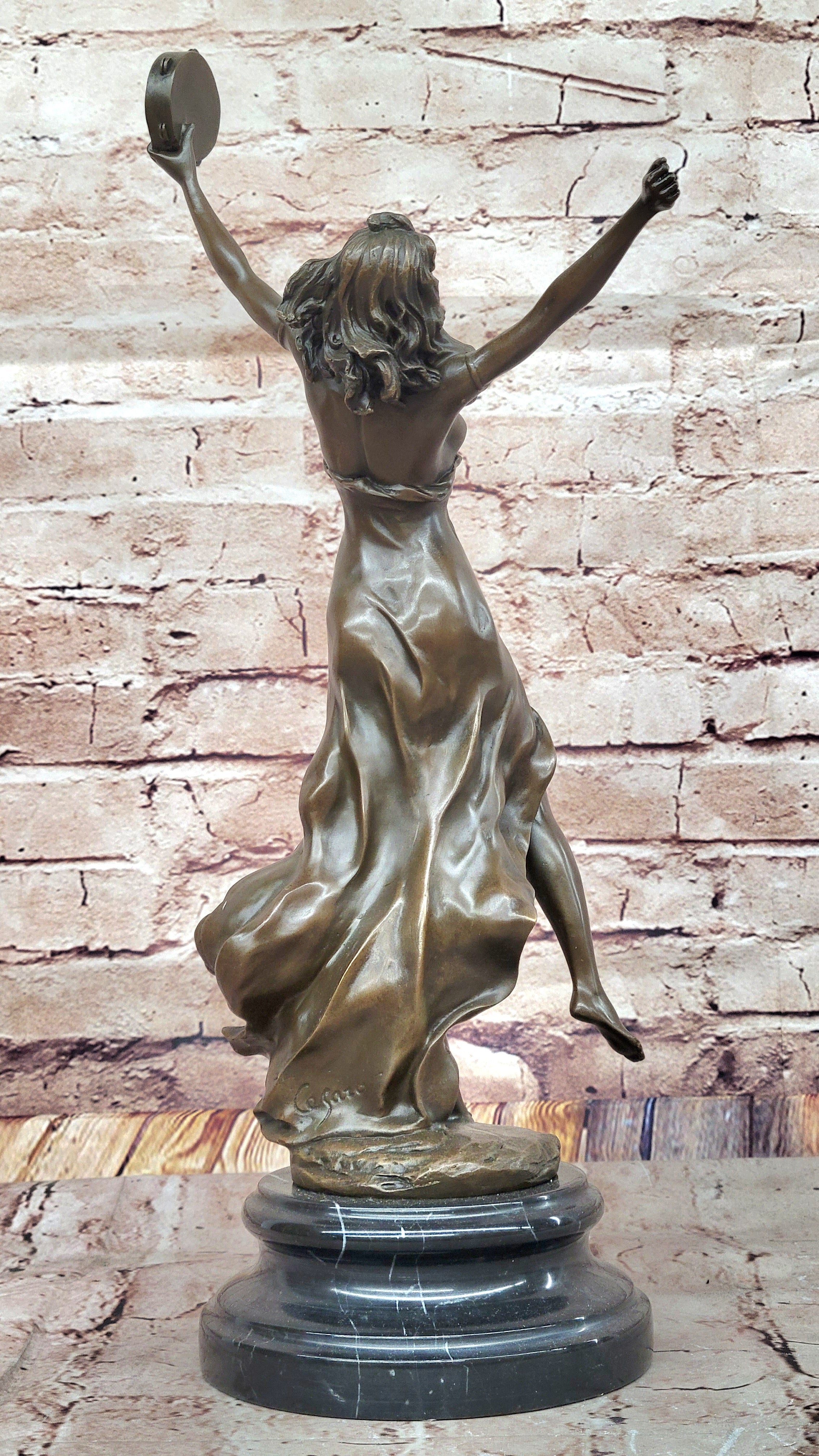 Art Deco French Marble Dancer Bronze Artwork Large