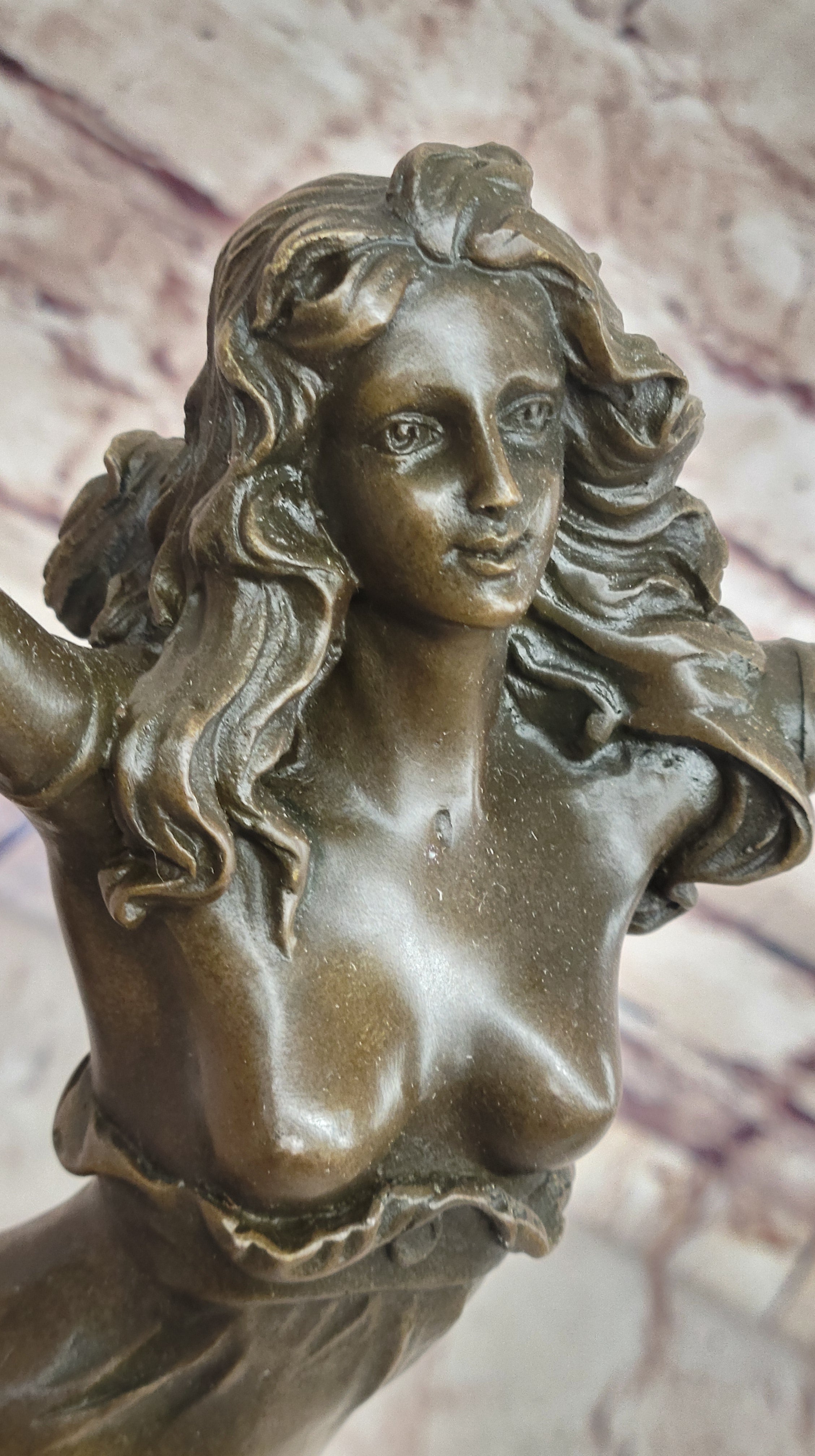Art Deco French Marble Dancer Bronze Artwork Large