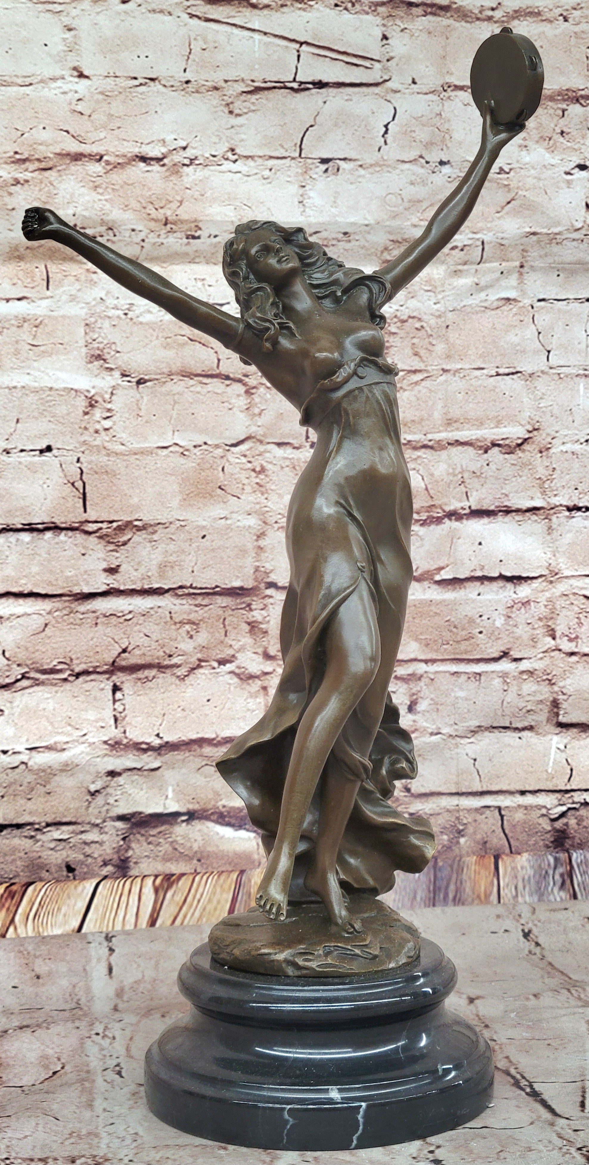 Art Deco French Marble Dancer Bronze Artwork Large