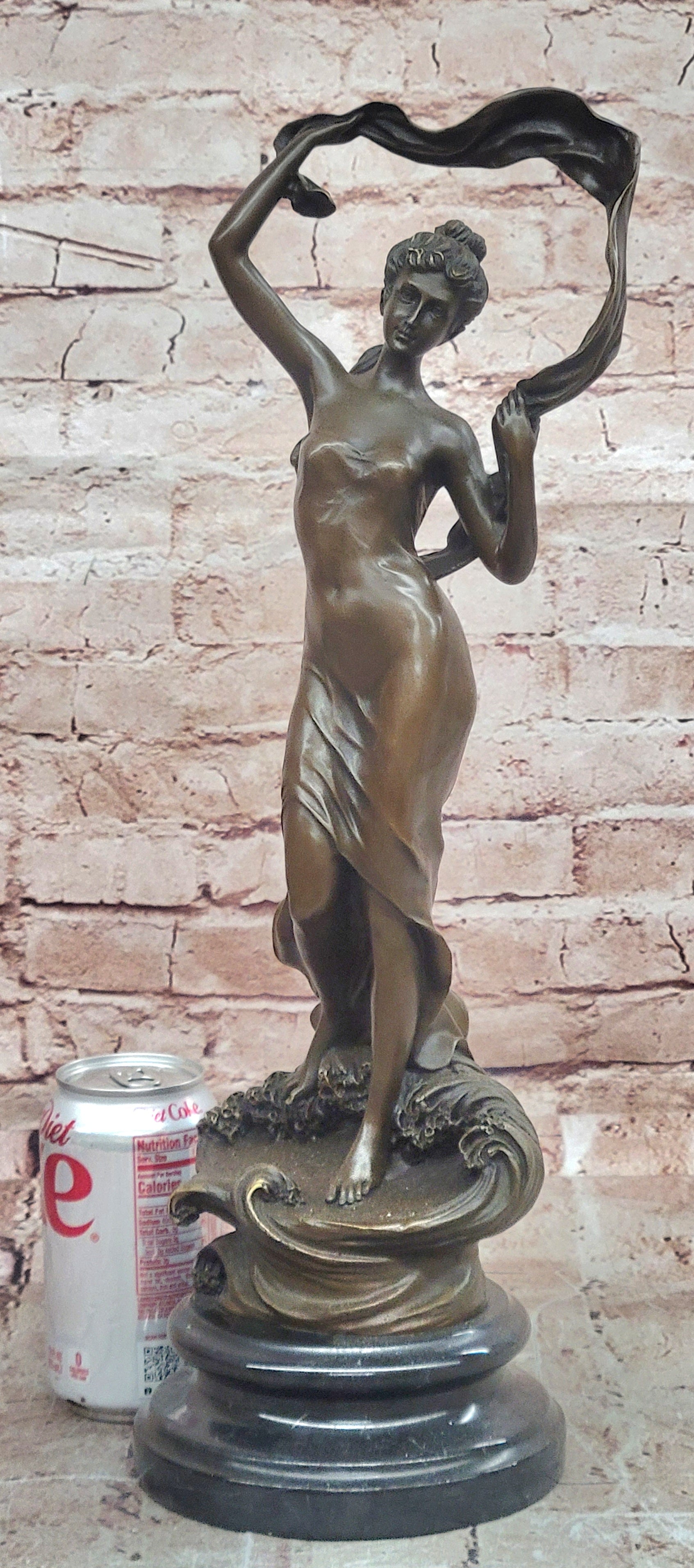 Signed Original Cesaro Ribbon Scarf Dancer Girl Bronze Sculpture Statue Figure