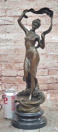 Signed Original Cesaro Ribbon Scarf Dancer Girl Bronze Sculpture Statue Figure