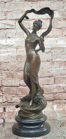 Signed Original Cesaro Ribbon Scarf Dancer Girl Bronze Sculpture Statue Figure