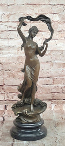 Signed Original Cesaro Ribbon Scarf Dancer Girl Bronze Sculpture Statue Figure
