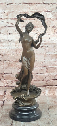 Signed Original Cesaro Ribbon Scarf Dancer Girl Bronze Sculpture Statue Figure