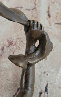 Signed Original Cesaro Ribbon Scarf Dancer Girl Bronze Sculpture Statue Figure
