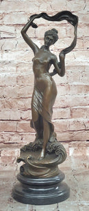 Signed Original Cesaro Ribbon Scarf Dancer Girl Bronze Sculpture Statue Figure