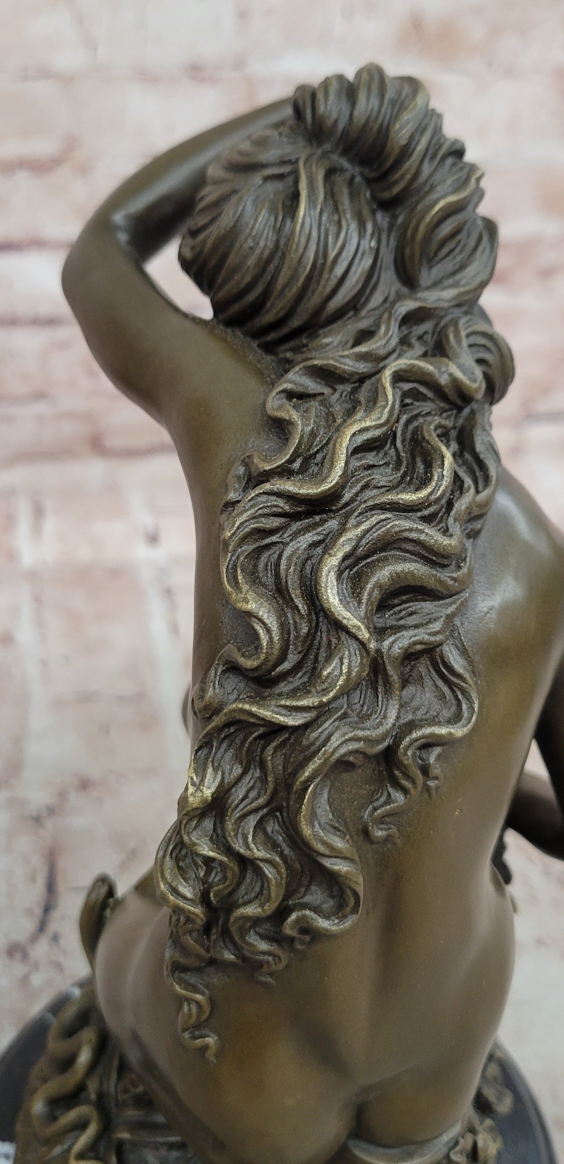 Signed Original Jean Patoue Nude Woman Holding Rose Flower Bronze Sculpture Statue