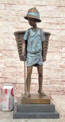 Charming Genuine Bronze Sculpture A Farmers Boy Signed Cesaro Figurine