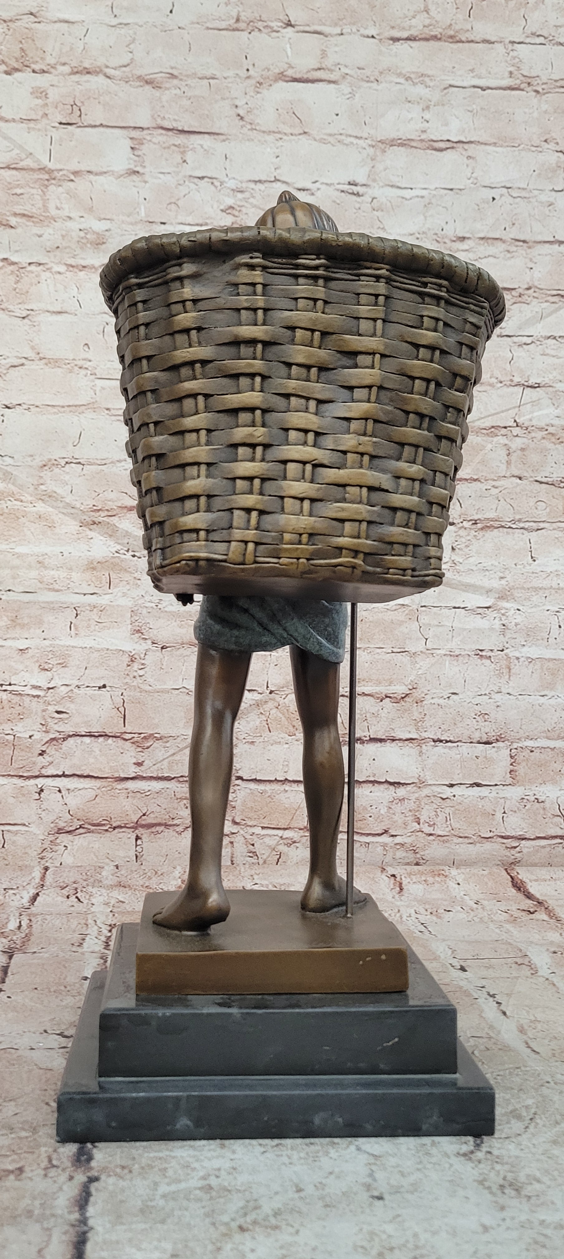 Charming Genuine Bronze Sculpture A Farmers Boy Signed Cesaro Figurine