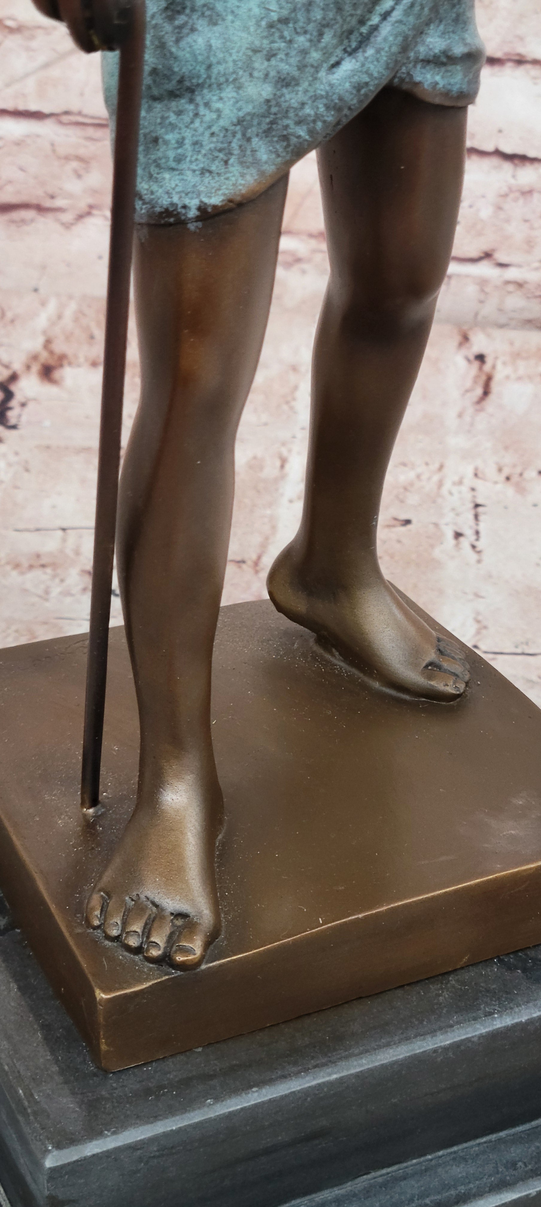 Charming Genuine Bronze Sculpture A Farmers Boy Signed Cesaro Figurine