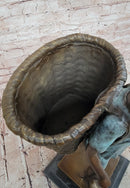 Charming Genuine Bronze Sculpture A Farmers Boy Signed Cesaro Figurine