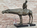 Modern Bronze Sculpture Boy Sitting on Horseback Signed Statue Hot Cast Figure