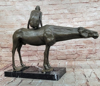 Modern Bronze Sculpture Boy Sitting on Horseback Signed Statue Hot Cast Figure