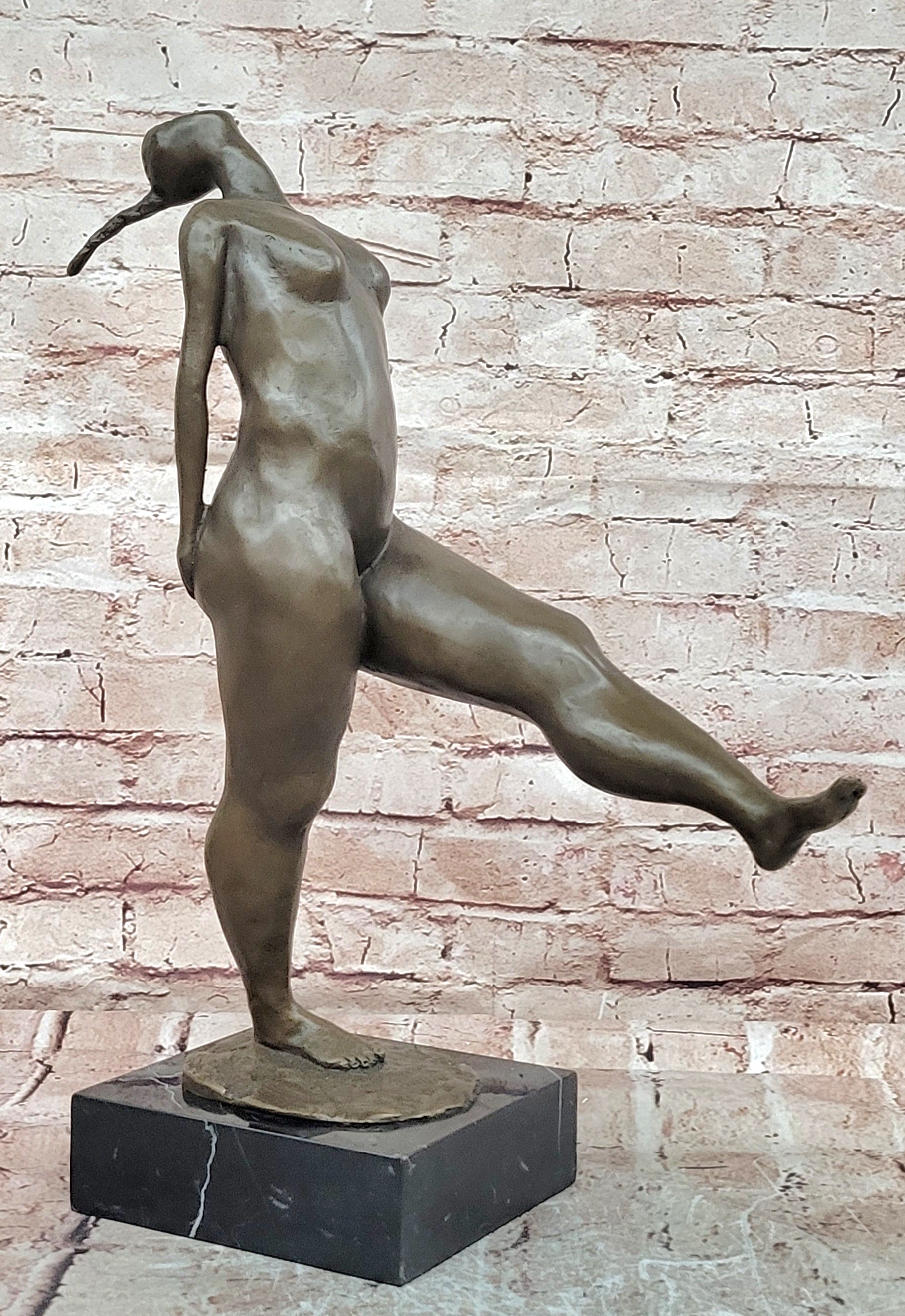 Signed Original Aldo Vitaleh Abstract Modern Nide Female Bronze Sculpture Statue