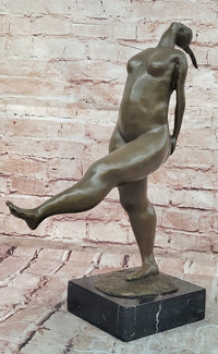Signed Original Aldo Vitaleh Abstract Modern Nide Female Bronze Sculpture Statue