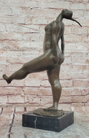Signed Original Aldo Vitaleh Abstract Modern Nide Female Bronze Sculpture Statue