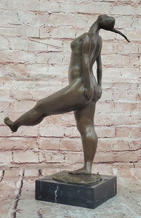 Signed Original Aldo Vitaleh Abstract Modern Nide Female Bronze Sculpture Statue