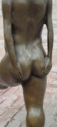 Signed Original Aldo Vitaleh Abstract Modern Nide Female Bronze Sculpture Statue