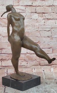 Signed Original Aldo Vitaleh Abstract Modern Nide Female Bronze Sculpture Statue