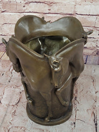 Bronze Vase with Sculpted Horses – Equestrian Art