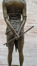 The Riding Crop by Bruno Zach - Semi Nude Female Figure Sculpture on Marble Base