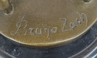 The Riding Crop by Bruno Zach - Semi Nude Female Figure Sculpture on Marble Base