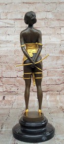 Erotic Bronze Figure Girl with Riding Corp Signed Bruno Zach Sculpture