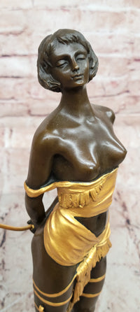 Erotic Bronze Figure Girl with Riding Corp Signed Bruno Zach Sculpture