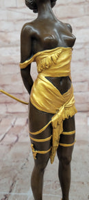 Erotic Bronze Figure Girl with Riding Corp Signed Bruno Zach Sculpture