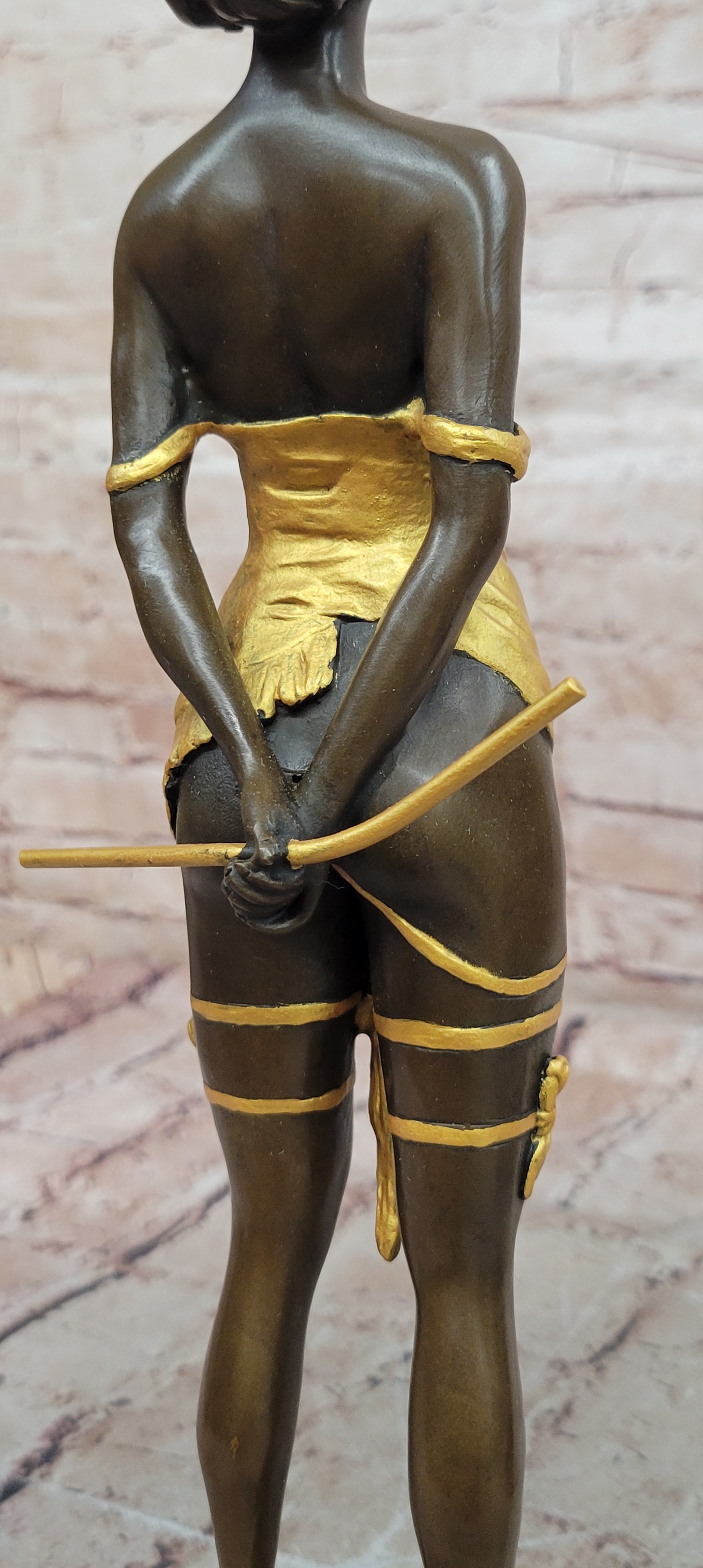 Erotic Bronze Figure Girl with Riding Corp Signed Bruno Zach Sculpture