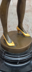 Erotic Bronze Figure Girl with Riding Corp Signed Bruno Zach Sculpture