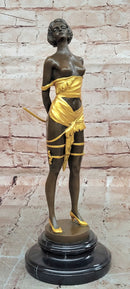 Erotic Bronze Figure Girl with Riding Corp Signed Bruno Zach Sculpture