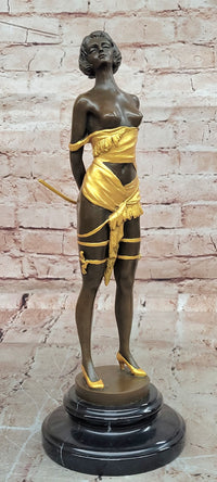 Erotic Bronze Figure Girl with Riding Corp Signed Bruno Zach Sculpture