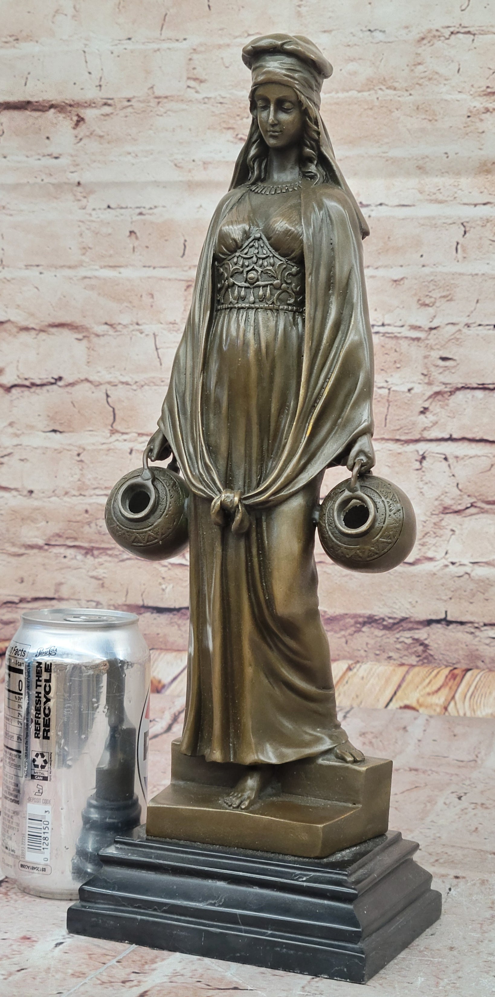 Aldo Vitaleh Water Carrier – Bronze Sculpture on Marble Base