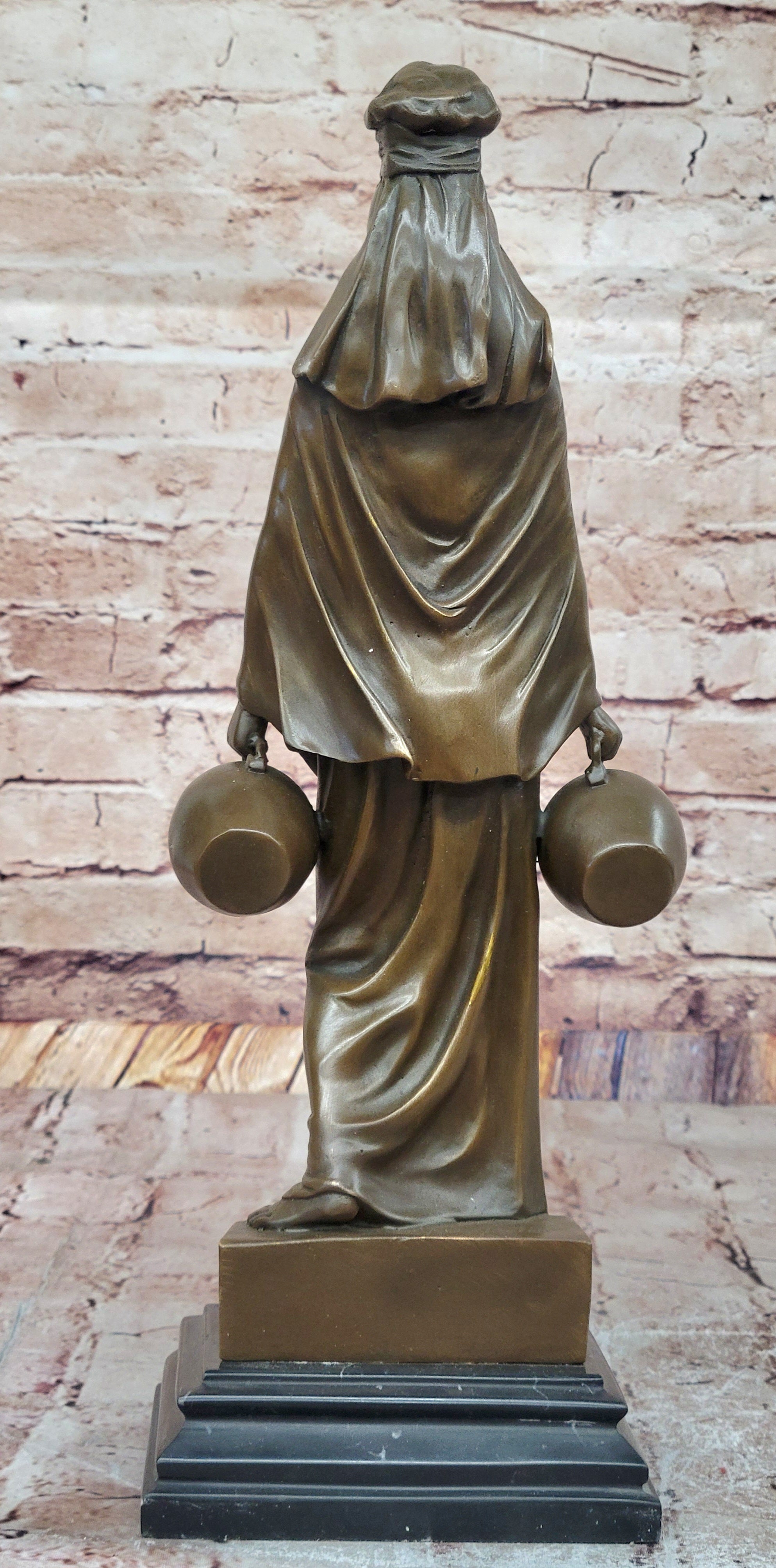 Aldo Vitaleh Water Carrier – Bronze Sculpture on Marble Base