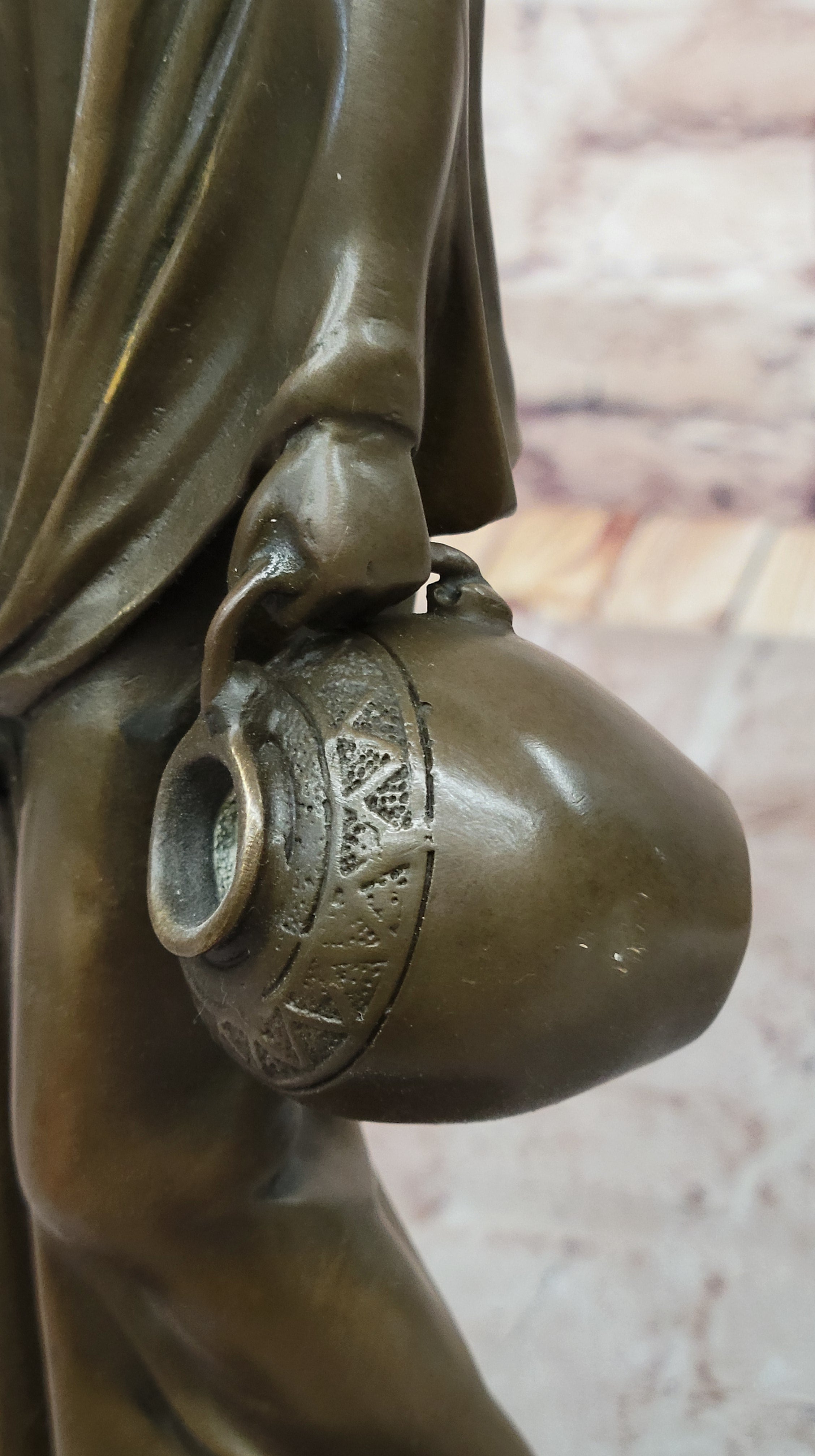 Aldo Vitaleh Water Carrier – Bronze Sculpture on Marble Base