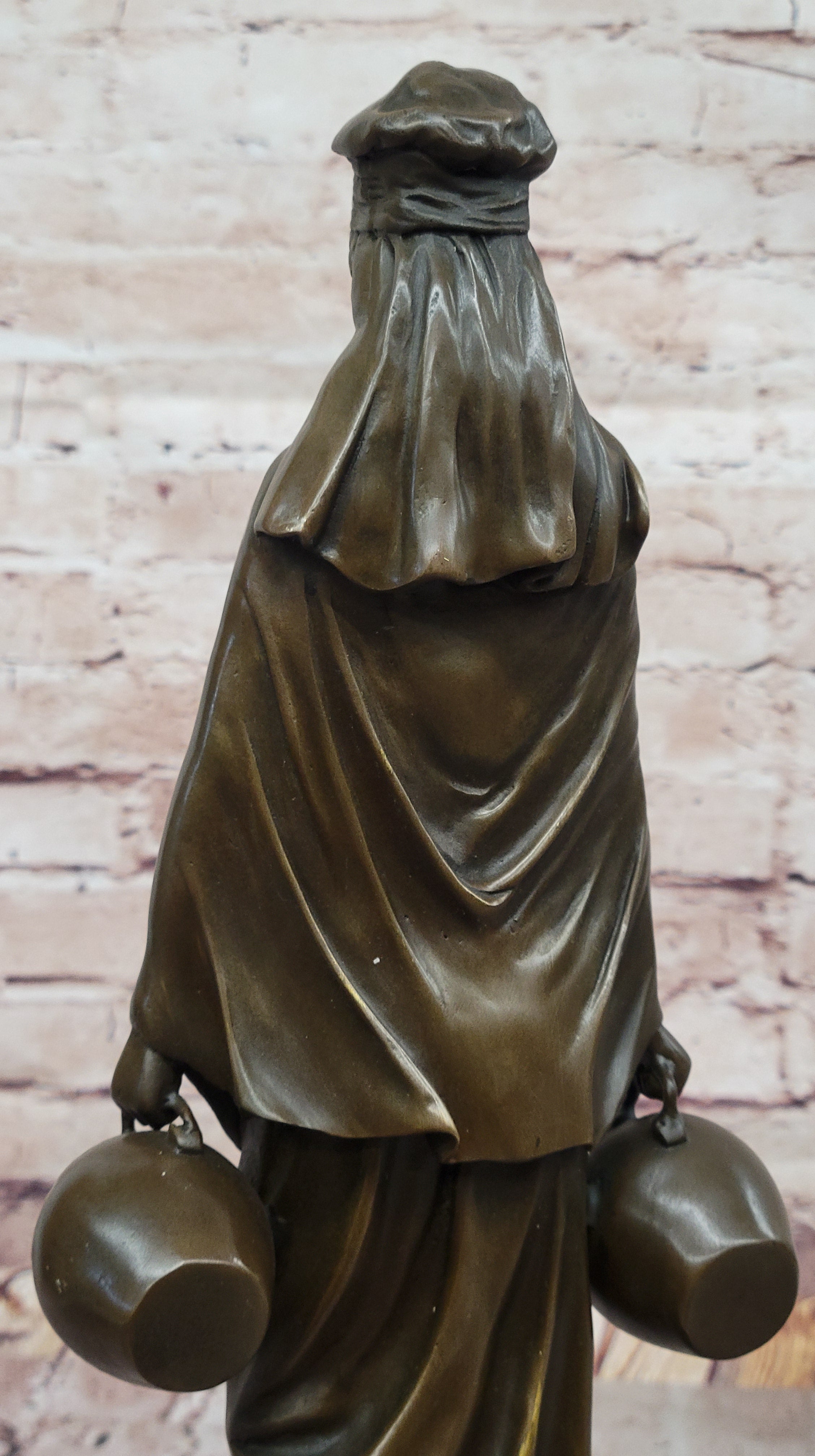 Aldo Vitaleh Water Carrier – Bronze Sculpture on Marble Base