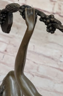 Nude Female Faun in Wreath of Vines Bronze Sculpture Statue Art after Aurore Onu
