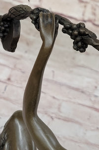 Nude Female Faun in Wreath of Vines Bronze Sculpture Statue Art after Aurore Onu