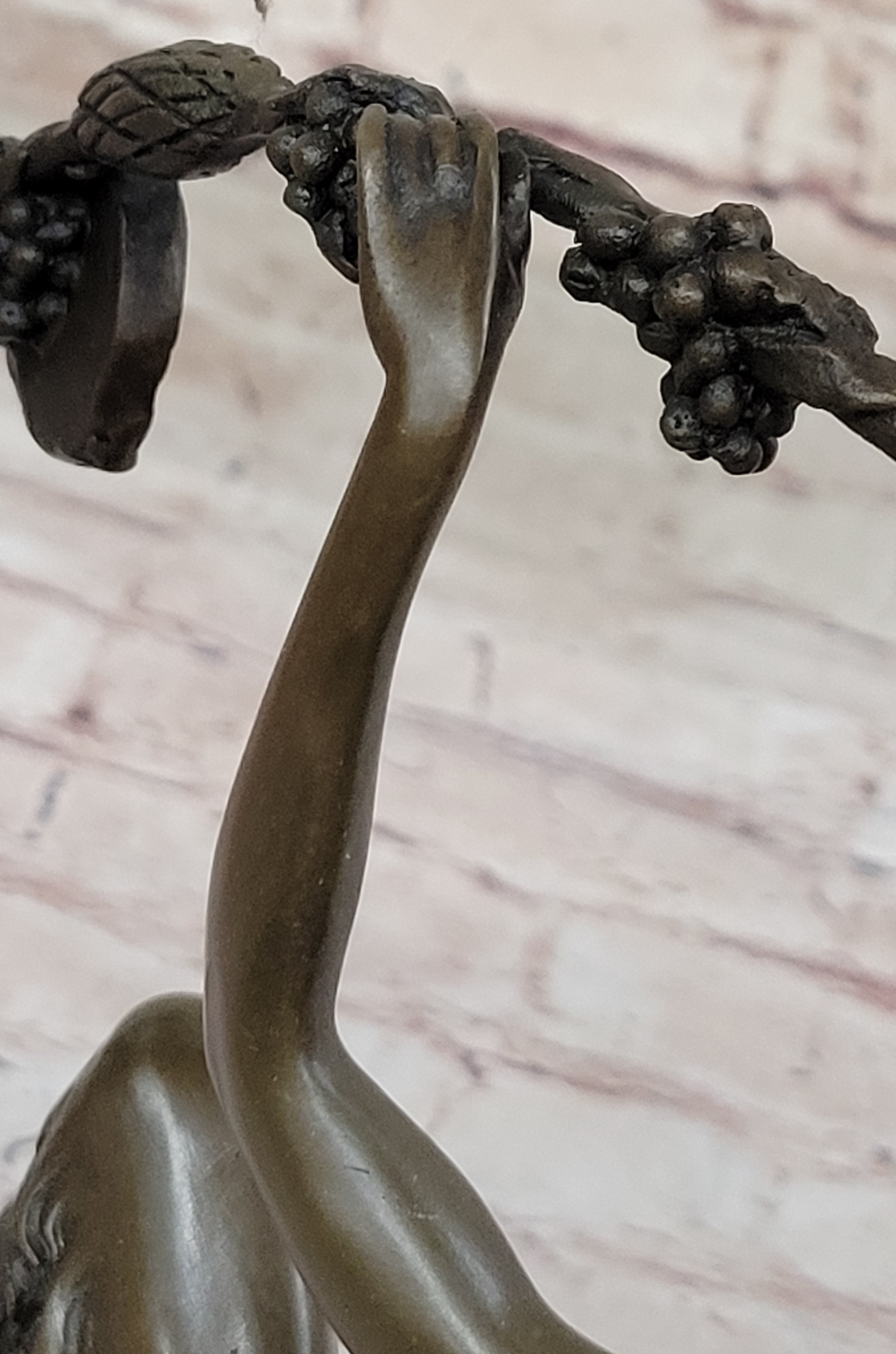 Nude Female Faun in Wreath of Vines Bronze Sculpture Statue Art after Aurore Onu