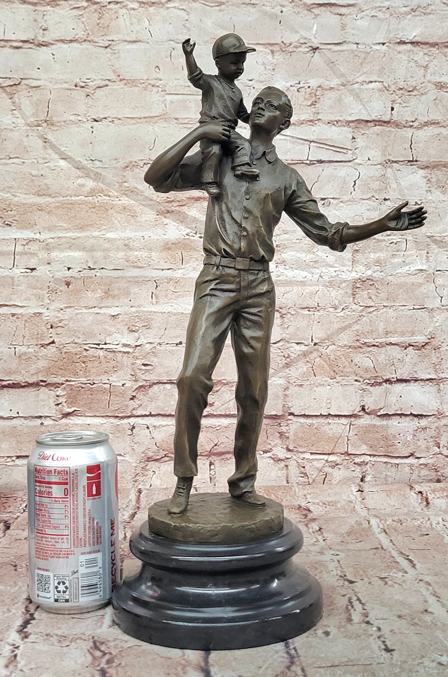 Signed Original Aldo Vitaleh Father and Son Bronze Statue Sculpture Artwork Home Decor