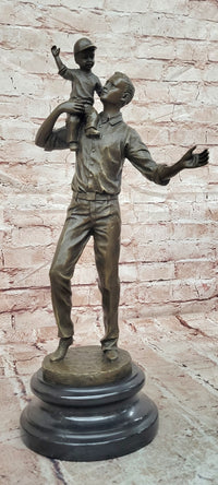 Signed Original Aldo Vitaleh Father and Son Bronze Statue Sculpture Artwork Home Decor
