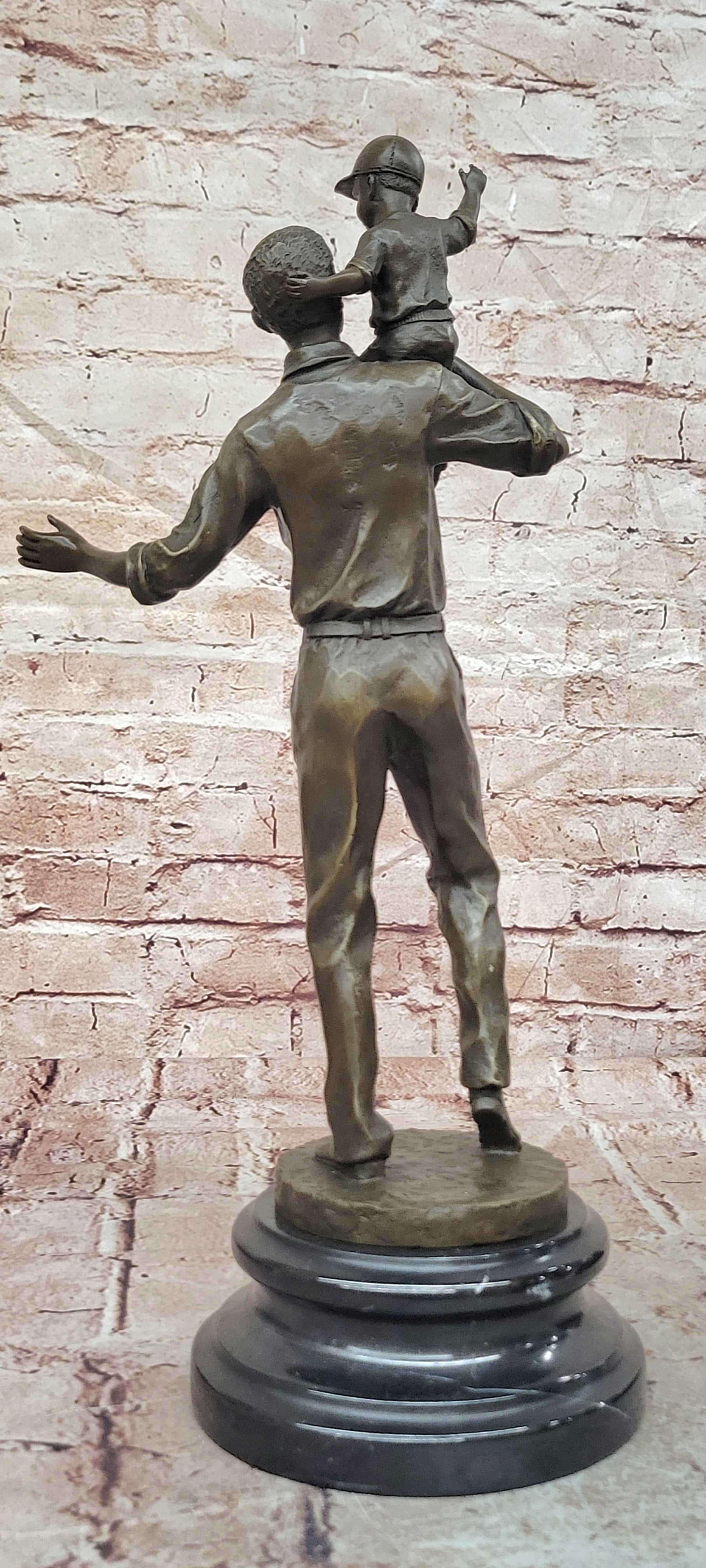 Signed Original Aldo Vitaleh Father and Son Bronze Statue Sculpture Artwork Home Decor