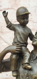 Signed Original Aldo Vitaleh Father and Son Bronze Statue Sculpture Artwork Home Decor
