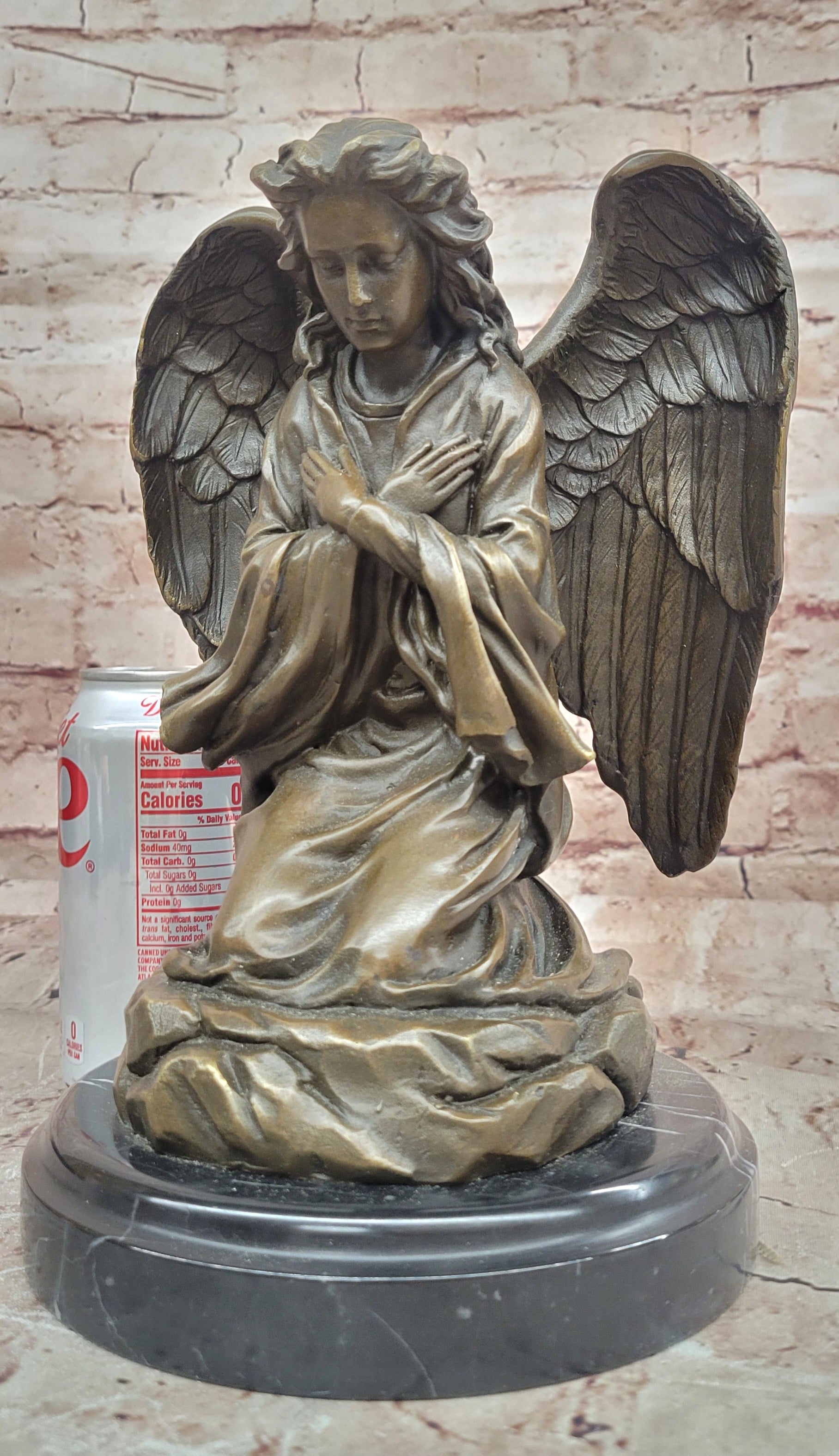 Art Nouveau Bronze Figure Praying Mourning Angel Signed Milo Angel Statue