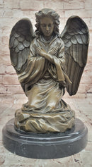 Art Nouveau Bronze Figure Praying Mourning Angel Signed Milo Angel Statue