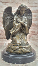 Art Nouveau Bronze Figure Praying Mourning Angel Signed Milo Angel Statue