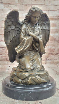 Art Nouveau Bronze Figure Praying Mourning Angel Signed Milo Angel Statue