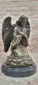 Art Nouveau Bronze Figure Praying Mourning Angel Signed Milo Angel Statue
